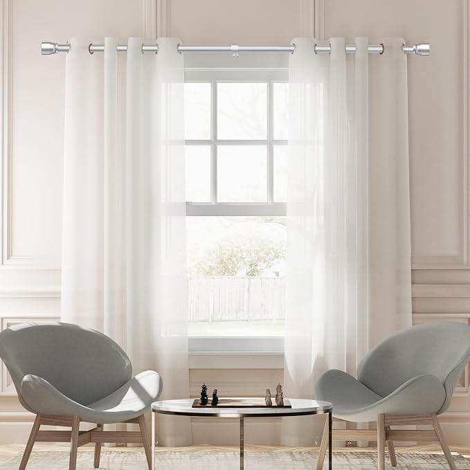 Hradecti Silver Curtain Rod 30-144 inch 2 Pack, Fit 30 to 142, 66 to 120 inch - Image 5