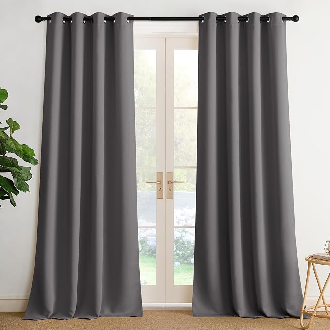 NICETOWN Room Darkening Draperies Curtains Panels, 2 Panels Grey W52 x L96 by NICETOWN