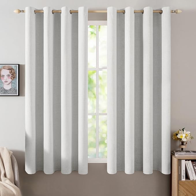 MIULEE Linen Textured Curtains for Bedroom Solid 100% Blackout Thermal by MIULEE