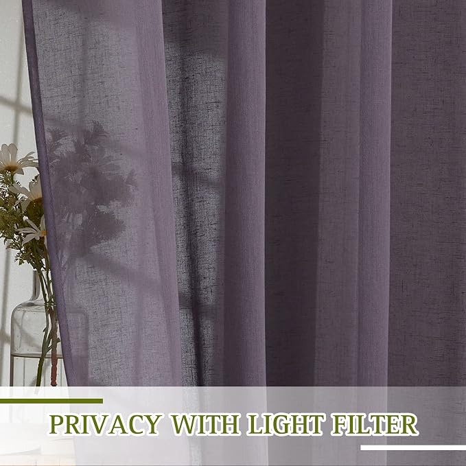 NICETOWN Faux Flax Linen Sheer Curtains - Image 5
