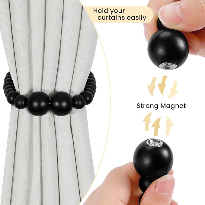 Magnetic Curtain Tiebacks, 6 Pack Curtain Holdbacks - Image 2