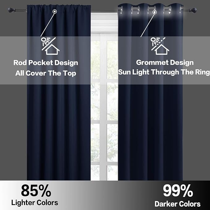 RYB HOME Blackout Curtains for Bedroom Living Room 63 inches Long, Thermal - Image 5