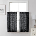 Lecloud Leia Black Sheer Kitchen Curtains 36 Inch Length 2 Panels, Jacquard by Lecloud