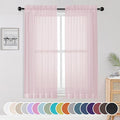 OWENIE Light Pink Sheer Curtains 63 Inch Length 2 Panels Set by OWENIE