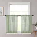 Sage Green Kitchen Curtains 30 Inch Length Tier 2 PCS, Solid Soft Half Curtains by WelvetBLK