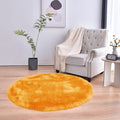 duduta Yellow Faux Sheepskin Round Rug 4x4 ft, Fluffy Shag Fur Bedroom Nursery by duduta