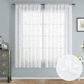 HOMEIDEAS White Sheer Curtains 52 X 63 Inches Length 2 Panels Embroidered Vine by HOMEIDEAS