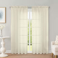 OWENIE Cream Sheer Curtains 72 Inches Long 2 Panels Set, Transparent Voile by OWENIE