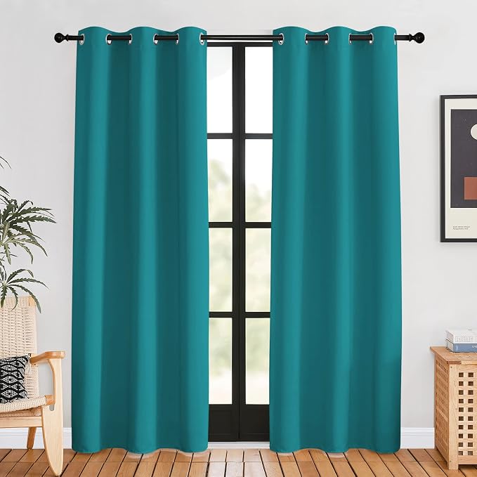 NICETOWN Room Darkening Curtains 80 inch Length 2 Panels, Peacock Teal by NICETOWN