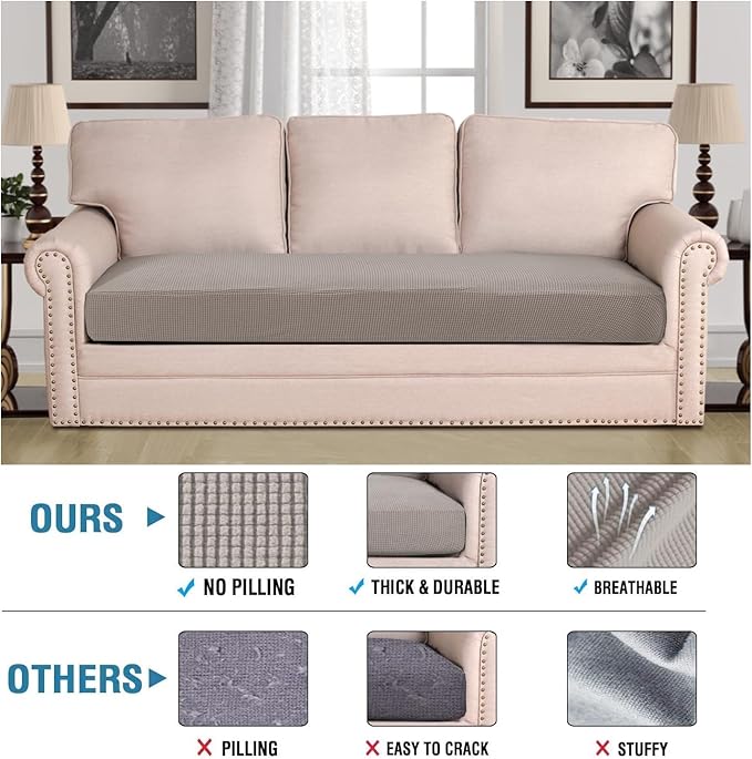 H.VERSAILTEX Super Stretch Individual Seat Cushion Covers Sofa Covers Couch - Image 2