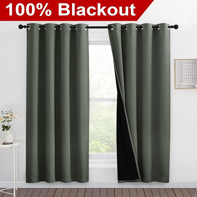 NICETOWN 100% Blackout Window Curtain Panels, Full Light Blocking Drapes - Image 2
