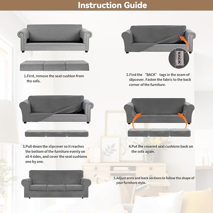WEERRW 4 Pieces Velvet High Stretch Couch Covers - Image 5
