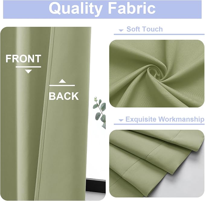 Simplebrand Ava Sage Green Short 24 Inches Blackout Curtain 2 Panels Set - Image 3