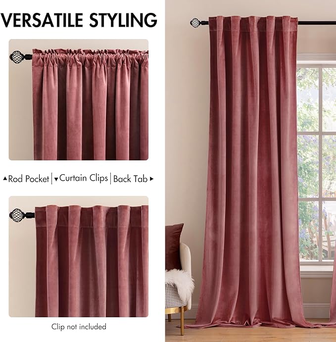MIULEE Velvet Curtains 90 inches 2 Panels - Image 2