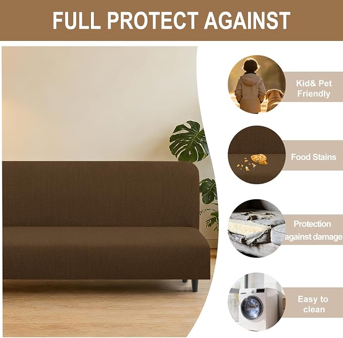 U-NICE HOME Stretch Futon Cover Armless Bed Slipcover - Image 4