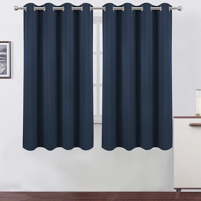 LEMOMO Blackout Curtains 52 x 63 inch/Navy Blue Curtains Set of 2 by Lemomo