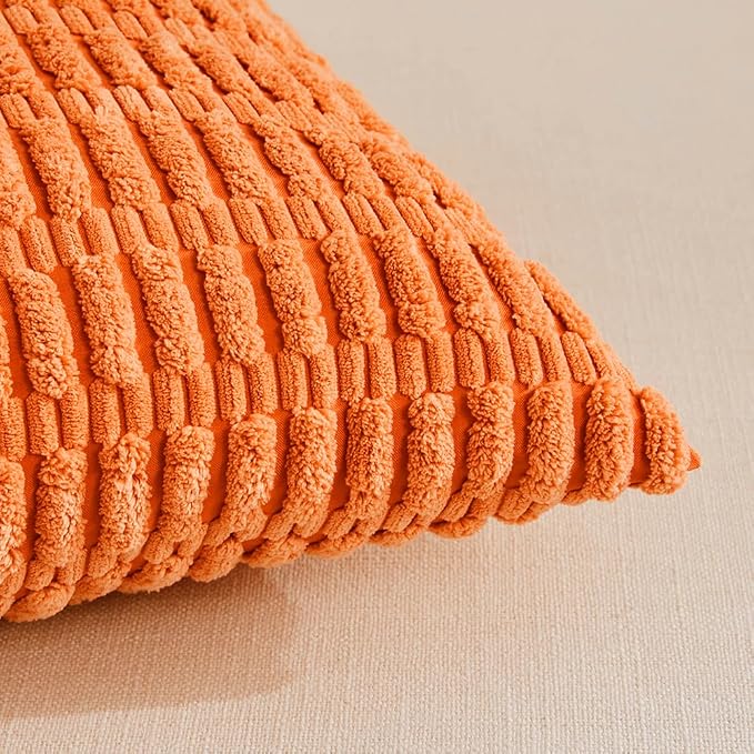 Fancy Homi 4 Packs Orange Fall Decorative Throw Pillow Covers 14x14 Inch - Image 4