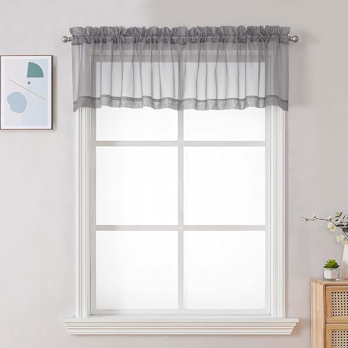 Chyhomenyc Charcoal Grey Sheer Valances by Chyhomenyc
