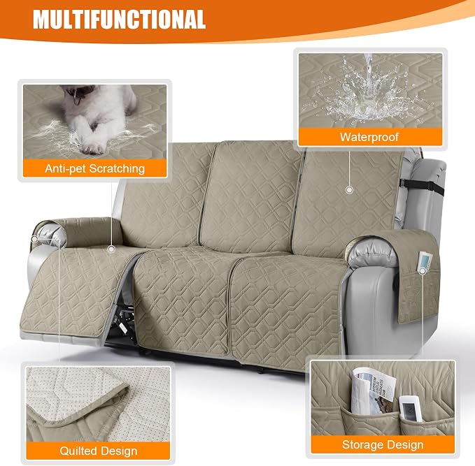 VANSOFY Waterproof Recliner Couch Covers, Sofa Covers 1-Piece Washable - Image 3