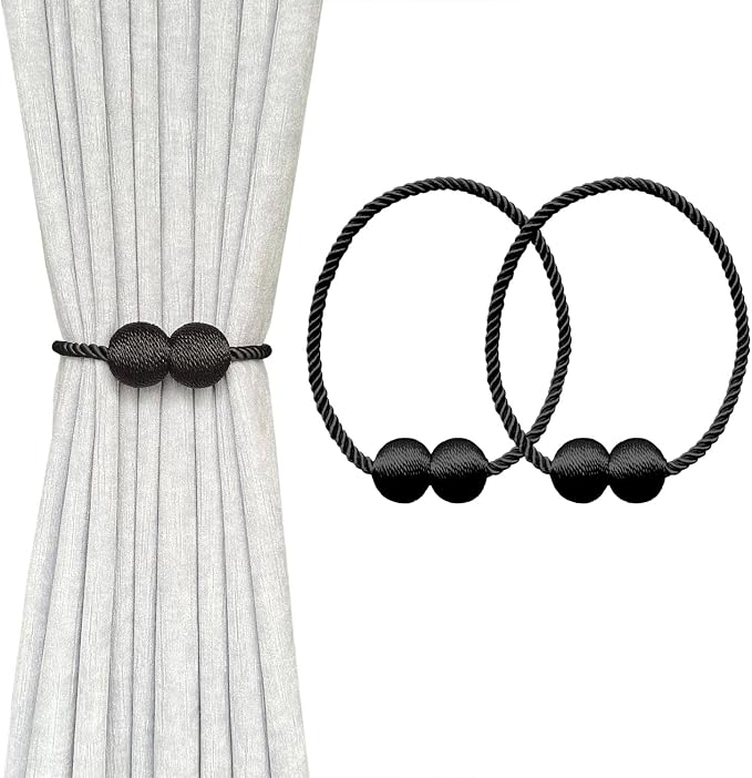 MELALUXE 2 Pack Magnetic Curtain Tiebacks, Decorative Curtain Holdbacks by Melaluxe