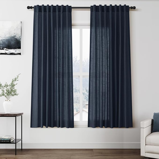 Vintage Blue Curtains 63 Inches Long 2 Panel Sets by Nanspring