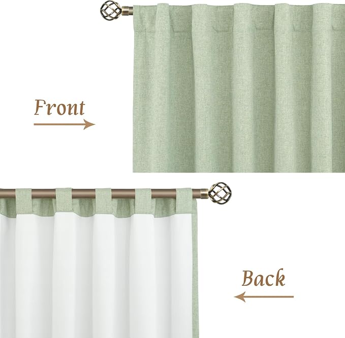 Light Green 100% Blackout Linen Curtains - Image 7