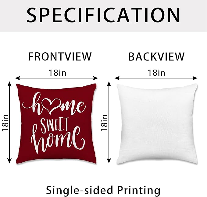Hexagram Geometric Burgundy Pillow Covers 18x18 Set of 4, Decorative Outdoor - Image 4