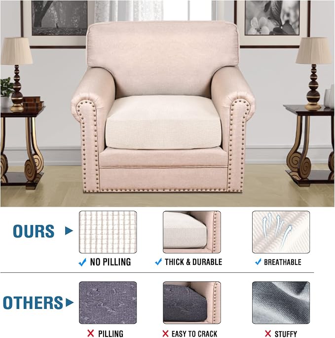 H.VERSAILTEX Stretch Couch Cushion Covers Individual Seat Sofa Chair Slipcovers - Image 2