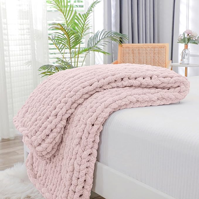 Bigacogo Chunky Knit Throw Blanket by Bigacogo