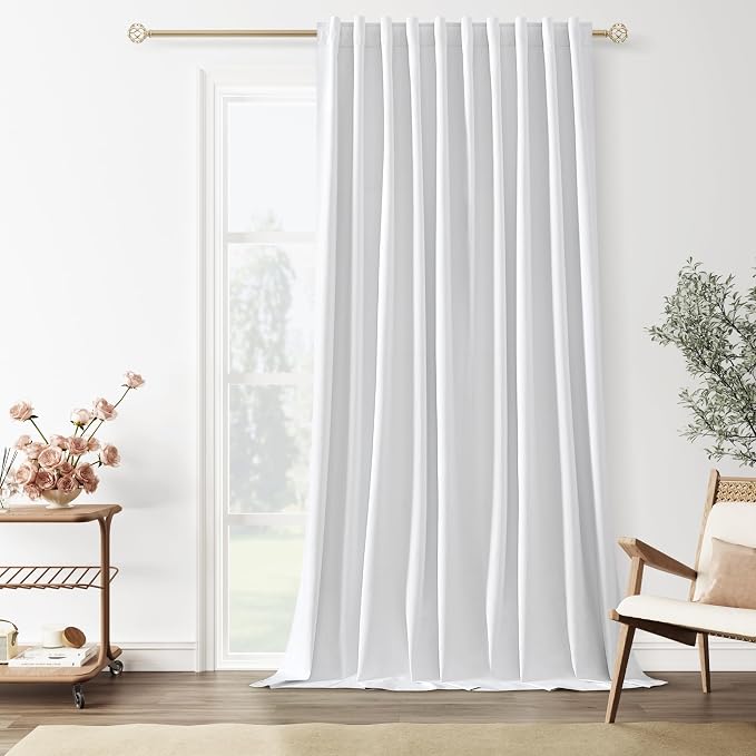 Guken White 100% Blackout Linen Curtains 70 Inch Wide by 96 Inch by Guken