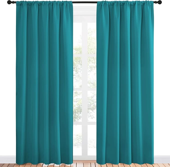 NICETOWN Peacock Blue Blackout Curtains Panels - Image 2
