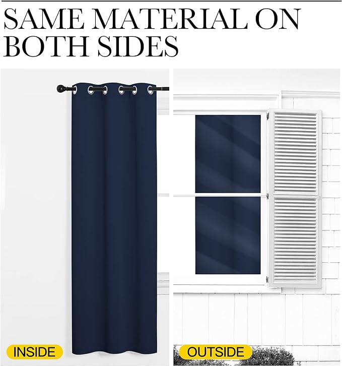 NICETOWN Navy Blackout Curtains 108" Long - Image 6