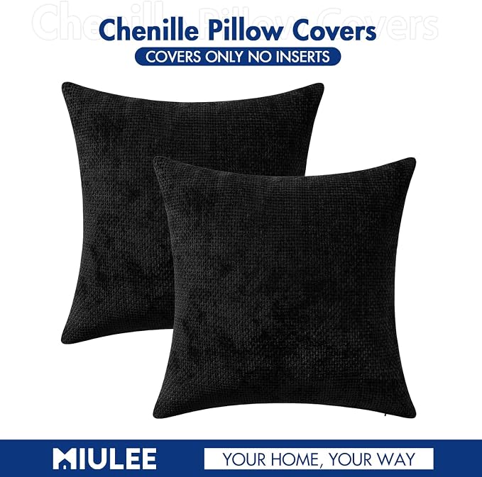 MIULEE Pack of 2 Couch Throw Pillow Covers 16x16 Inch Black Modern Boho Accent - Image 7
