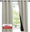 NICETOWN Natural 100% Blackout Lined Curtains, 2 Thick Layers Narrow Wide by NICETOWN