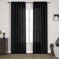 Black Linen Blend Drapes 84 Inch Length 2 Panels Set Back Tab Rod Pocket Light by Nanspring