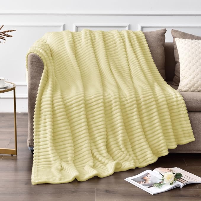 BEDELITE Fleece Throw Blanket for Couch – 3D Ribbed Jacquard Soft and Warm - Image 2