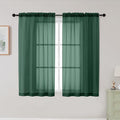 Hunter Green Sheer Curtains for Bedroom Living Room 45 Inch Length 2 Panels by WelvetBLK