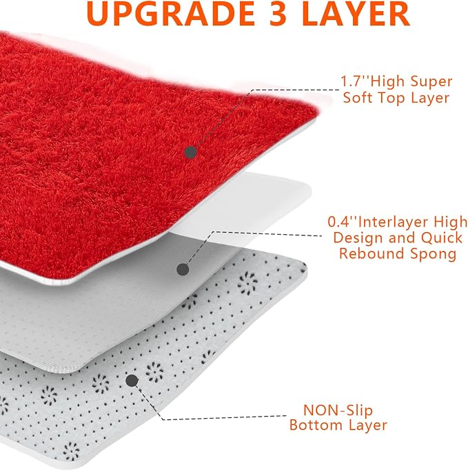 Red Shag Area Rugs for Bedroom Living Room, Ultra Soft Fluffy Christmas Area - Image 7