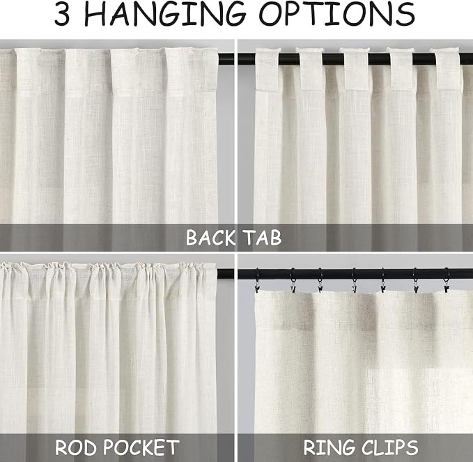 Nanspring Cafe Linen Curtains 30 Inch Length - Image 2