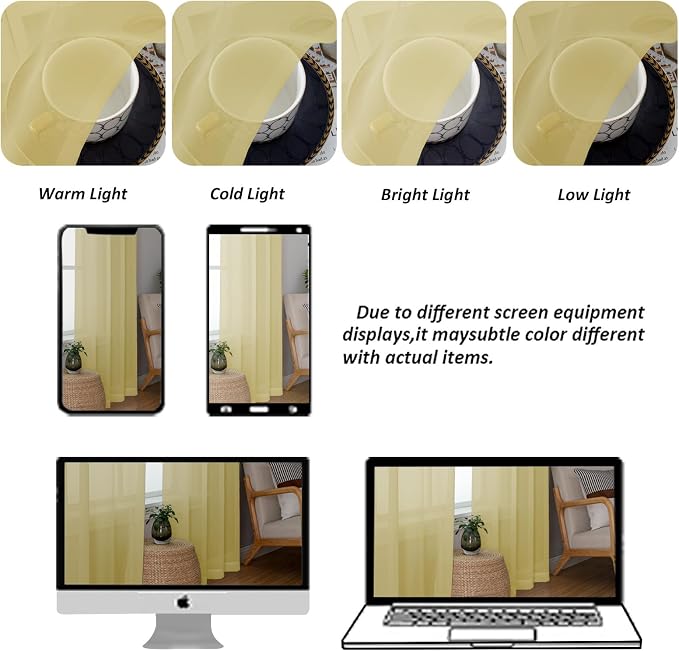 Chyhomenyc Mustard Yellow Sheer Valances - Image 5
