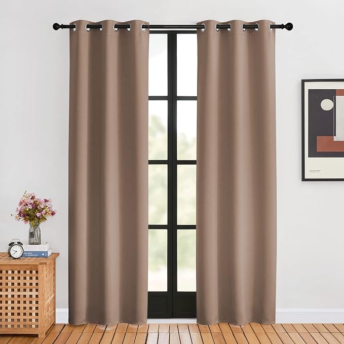 NICETOWN Blackout Window Curtains 80 inch Long, 2 Panels, 34 inch, Cappuccino by NICETOWN