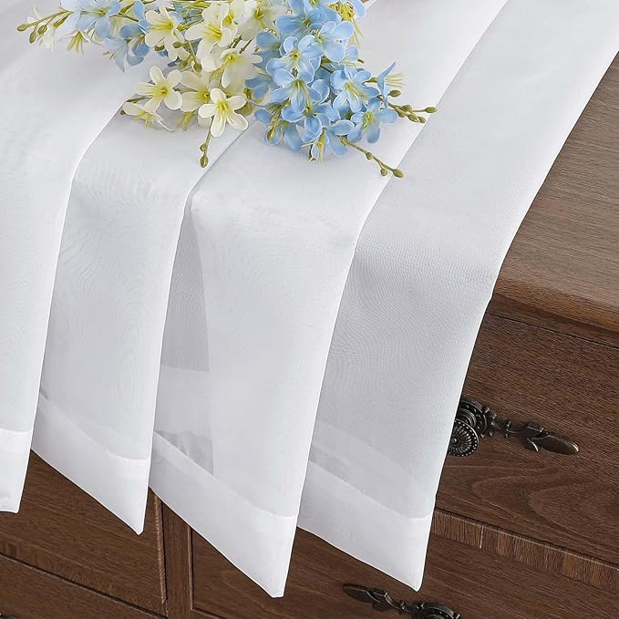 White Window Sheer Curtains 54 inch Length, Soft Airy Light Filtering Sheer - Image 8