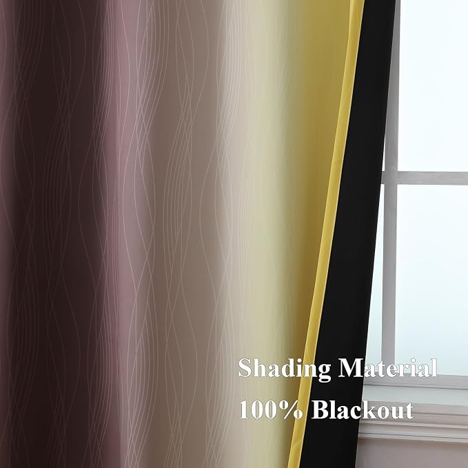 Estelar Textiler Brown and Yellow Gradient Blackout Curtains - Image 5