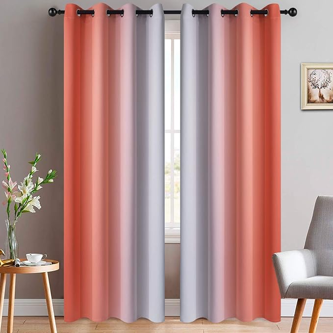 Yakamok Light Blocking Ombre Curtains, Room Darkening Window Drapes by Yakamok