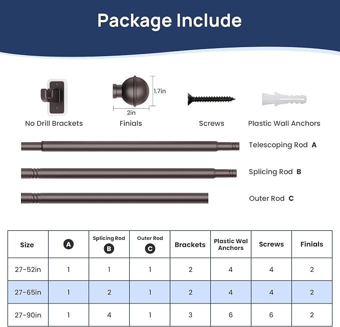 ENJOYBASICS No Drill Curtain Rods - Image 7
