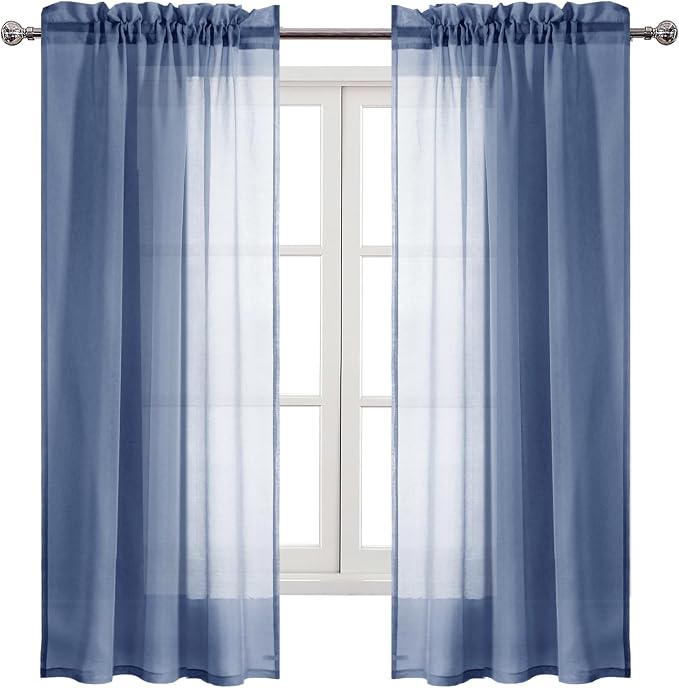 DWCN Sheer Curtains Semi Transparent Voile Rod Pocket Curtains - Image 9