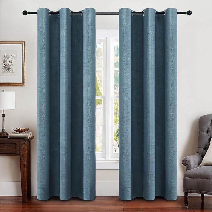 MIULEE Linen Blackout Curtains and Drapes 100% Room Darken Thermal Insulated by MIULEE