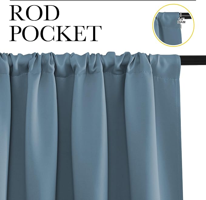 NICETOWN RV Blackout Curtains for Camper Windows, Smoky Blue, Short Blackout - Image 2
