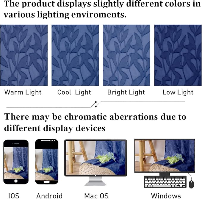 Lecloud Leia Dusty Blue Sheer Curtains 63 Inch Length 2 Panels, Light Filtering - Image 5