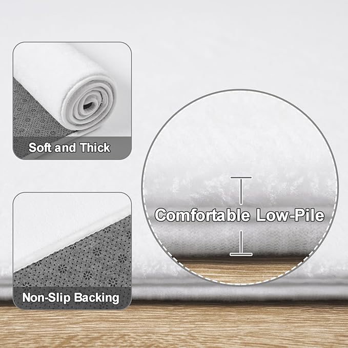 Amearea White Round Area Rugs 5ft Washable Circle Rugs - Image 3